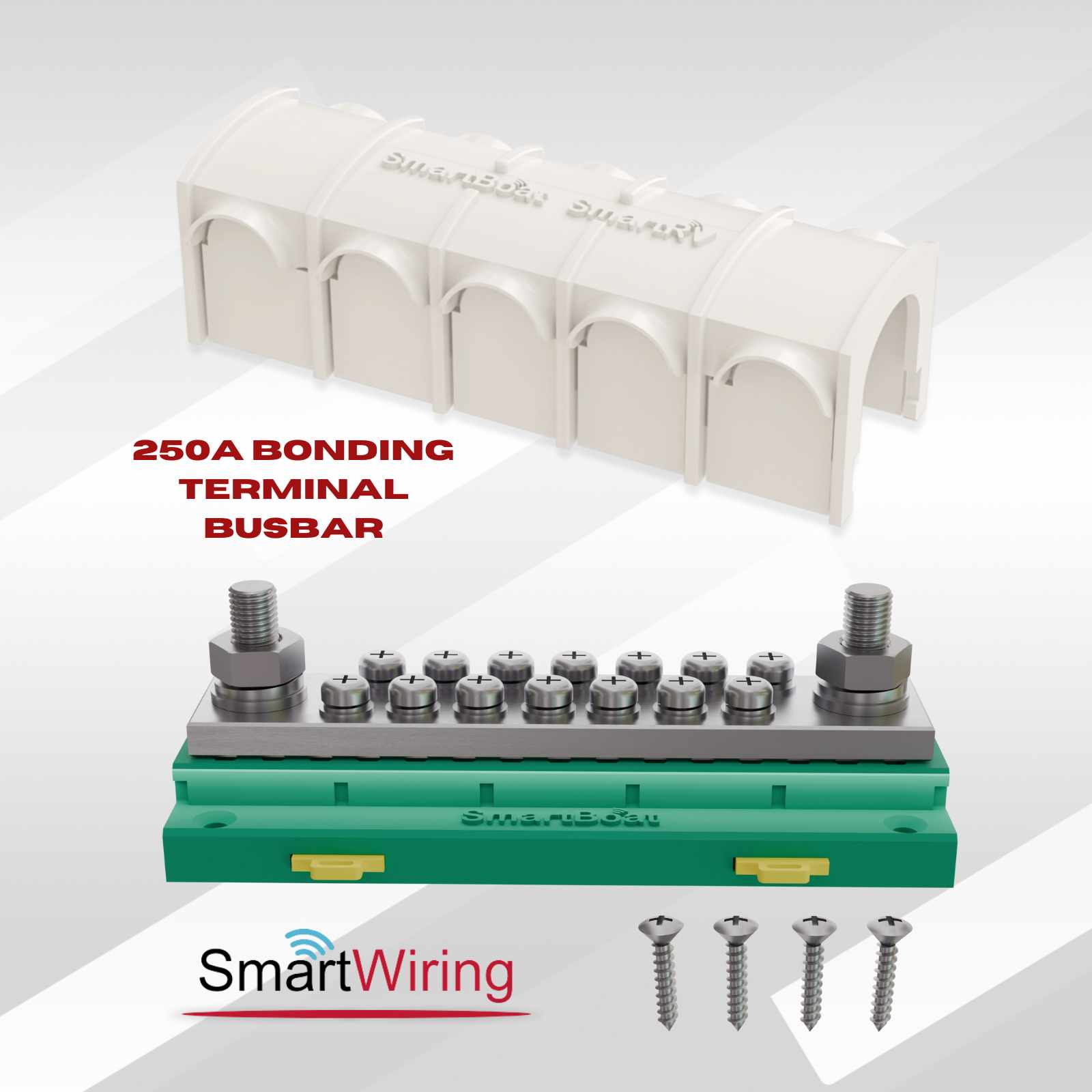 Ground Power Distribution Busbar 250A 120mm Screw Terminals with Cover