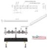SmartWiring Busbar 250A 200mm Bolts Dimensions
