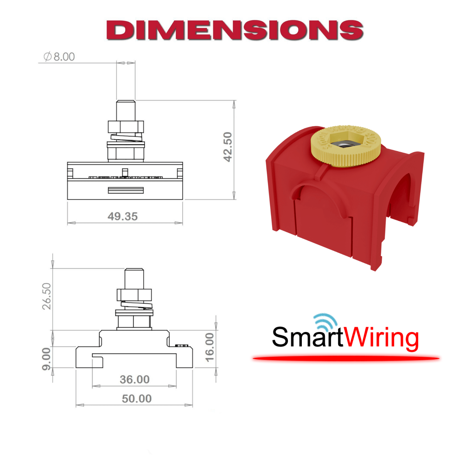 Busbar 50mm Dimensions (1) Busbar 400A with M8 Stud Terminal