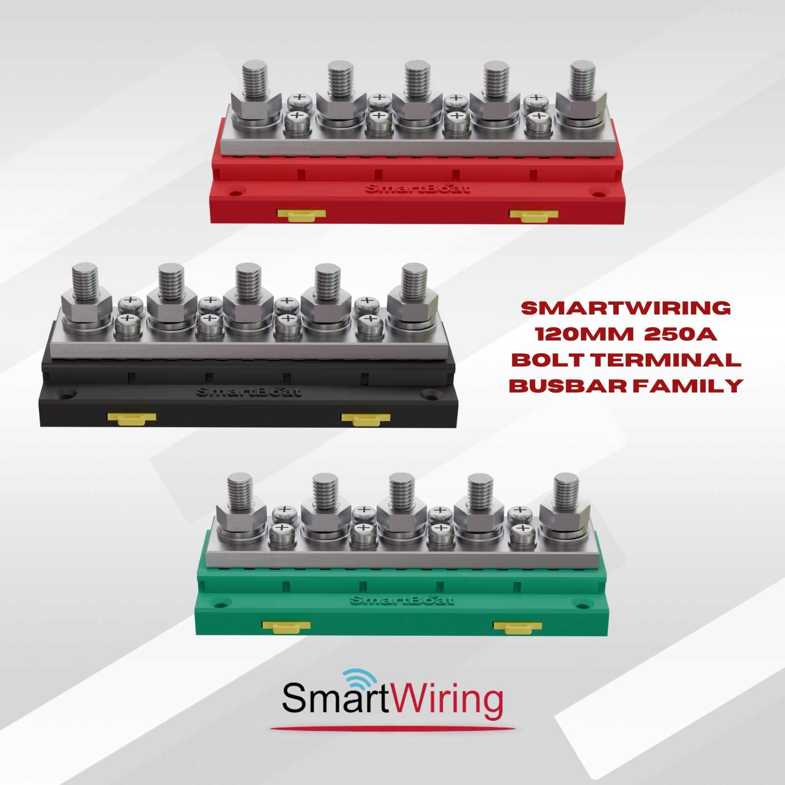 SmartWiring Power Distribution Busbar Family 250A 120mm M6 Bolt Terminals